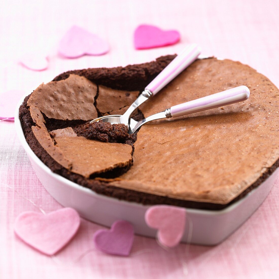 A heart-shaped flourless chocolate cake