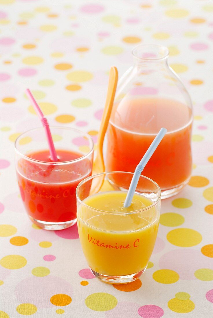 Glasses of healthy vitamin juices