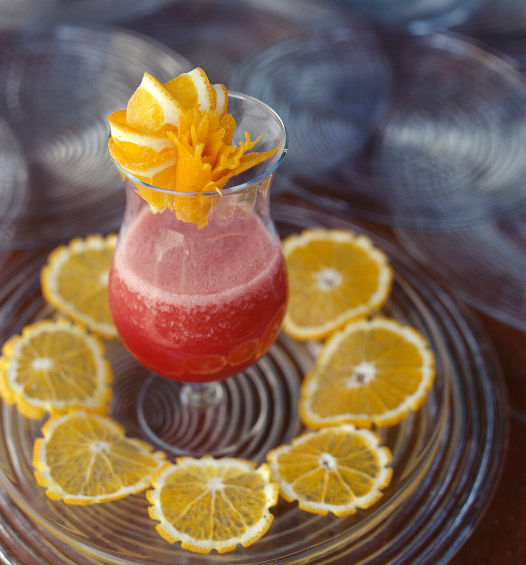Summer fruit cocktail with citrus fruit