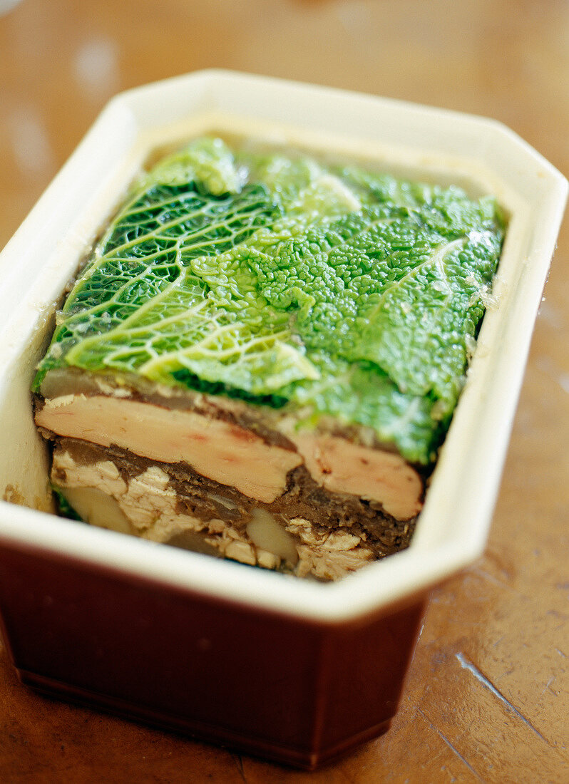 Chicken liver and cabbage terrine