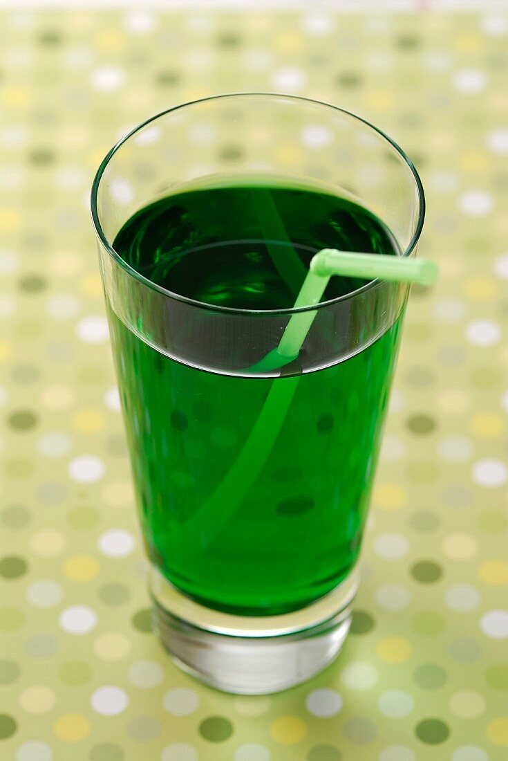 Glass of mint syrup