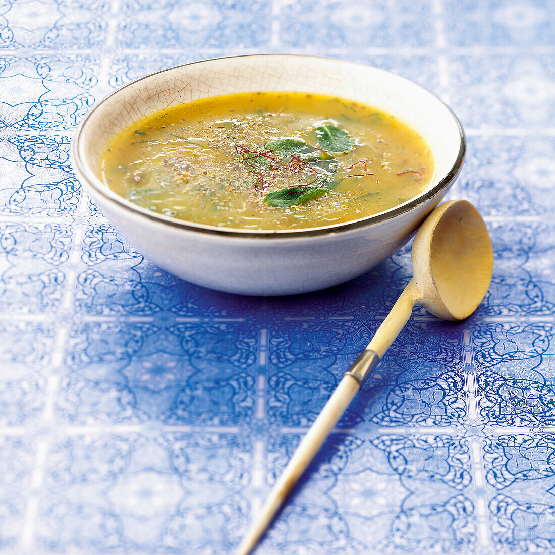 Garlic,oregano and saffron soup