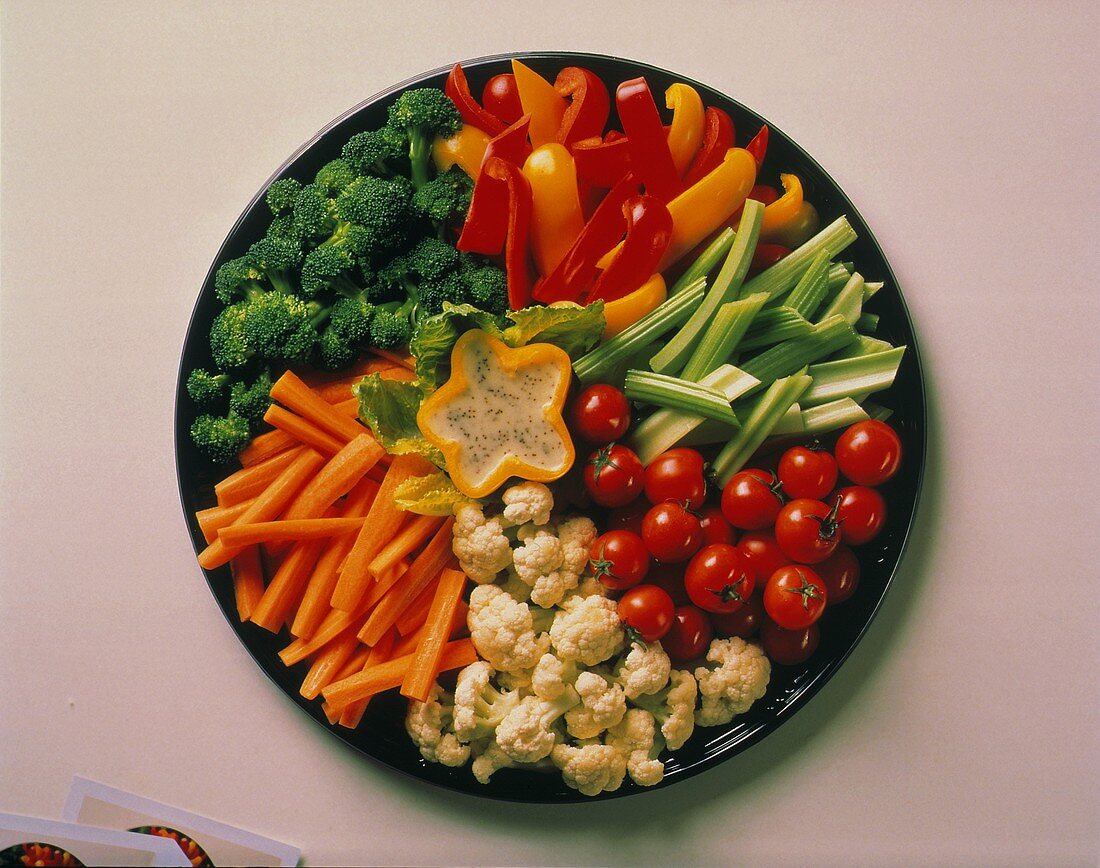 Raw Vegetable Platter; Poppy Seed Dip