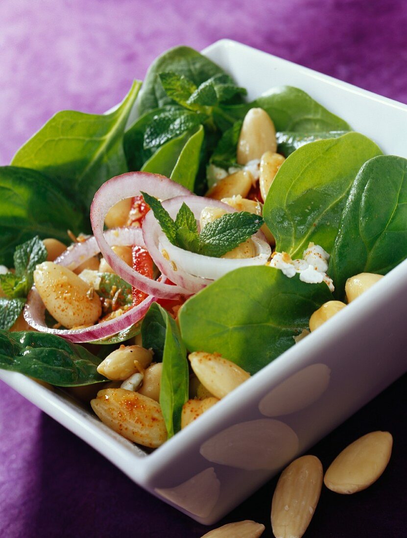 Indian-style spinach and almond salad