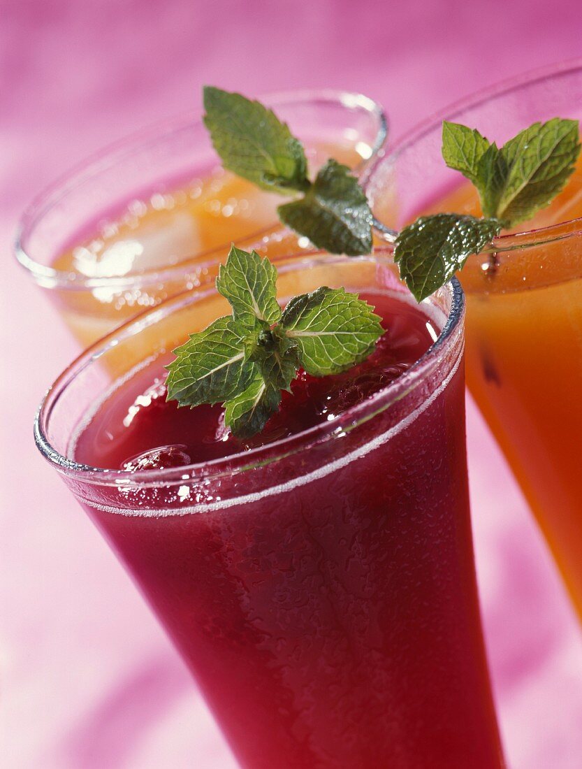 Assortment of fresh fruit juices