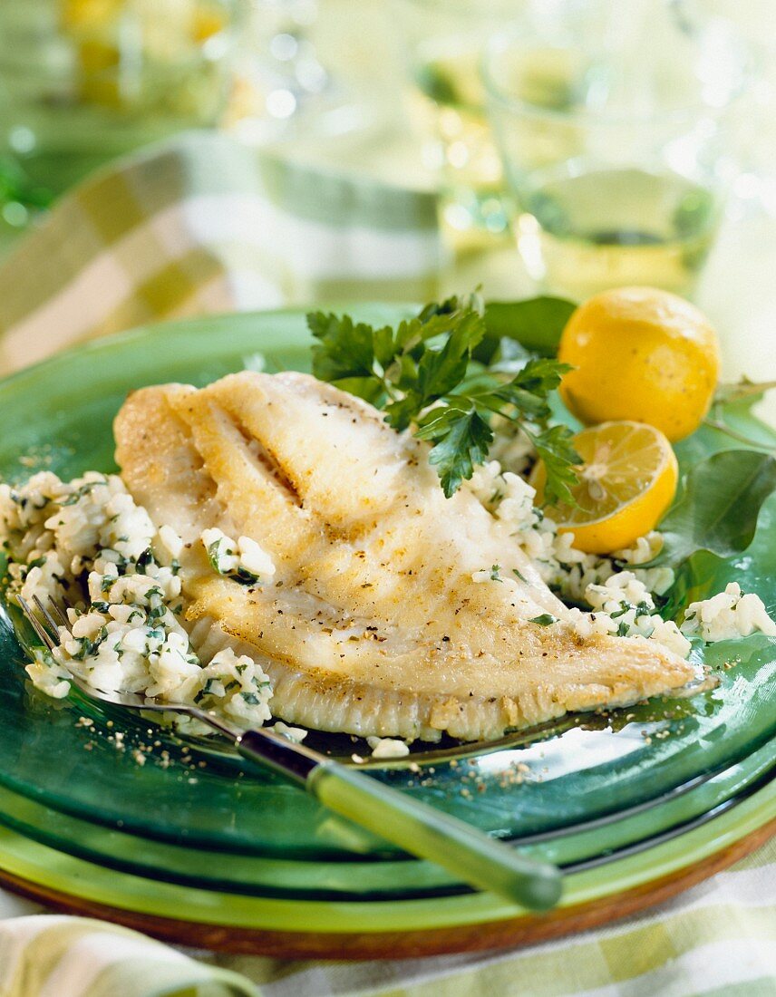 Sole and herb risotto