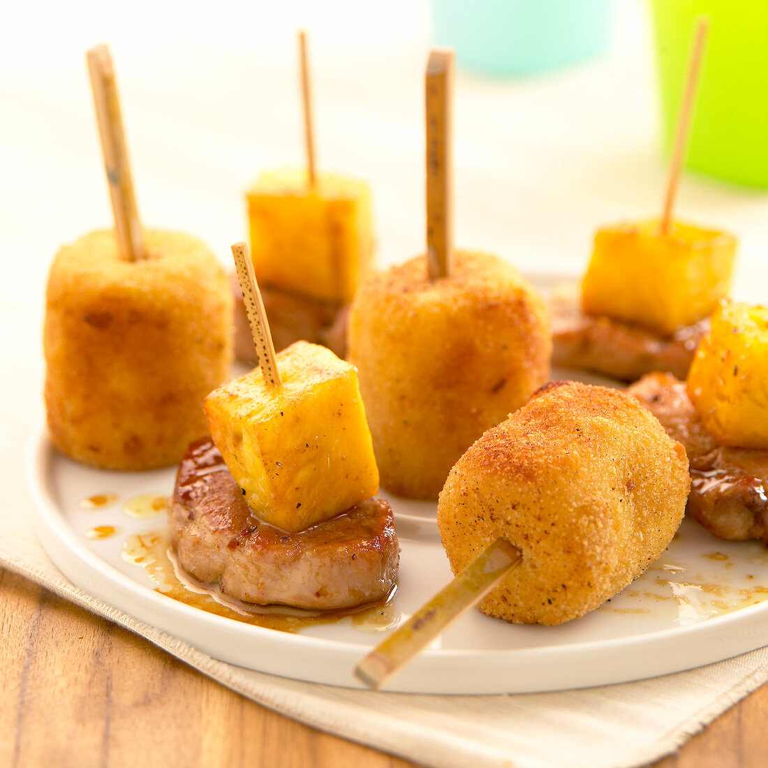 Potato Croquettes , pork and pinapple appetizers