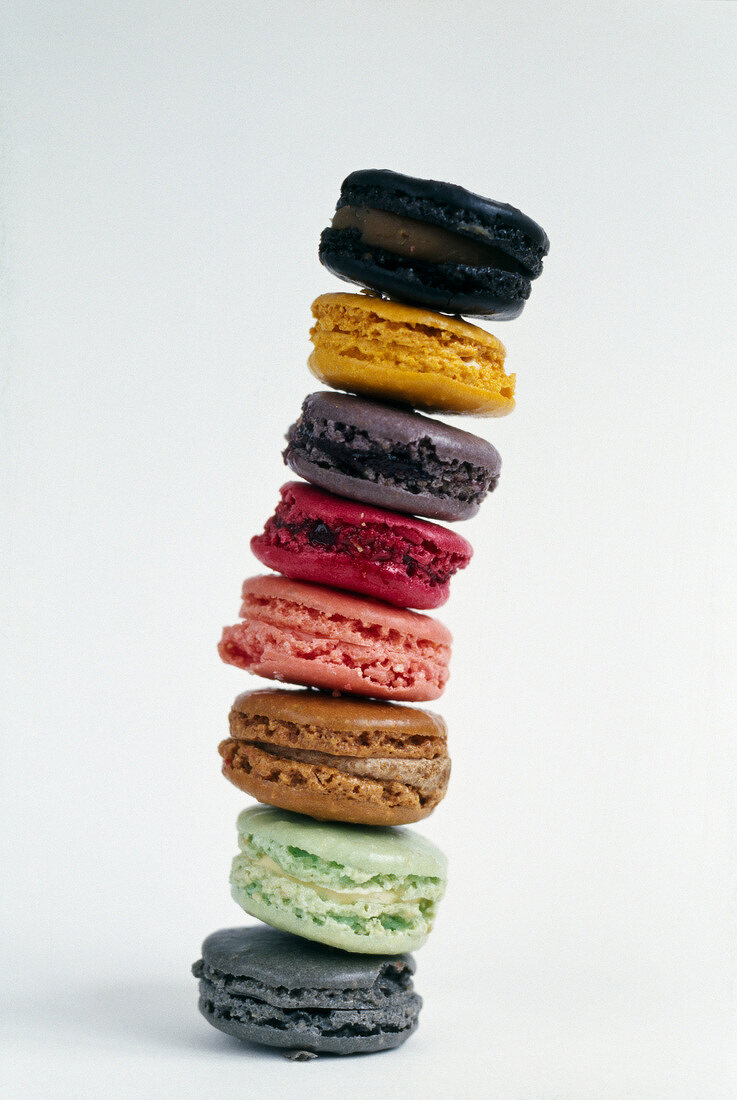 Pile of different flavoured macaroons