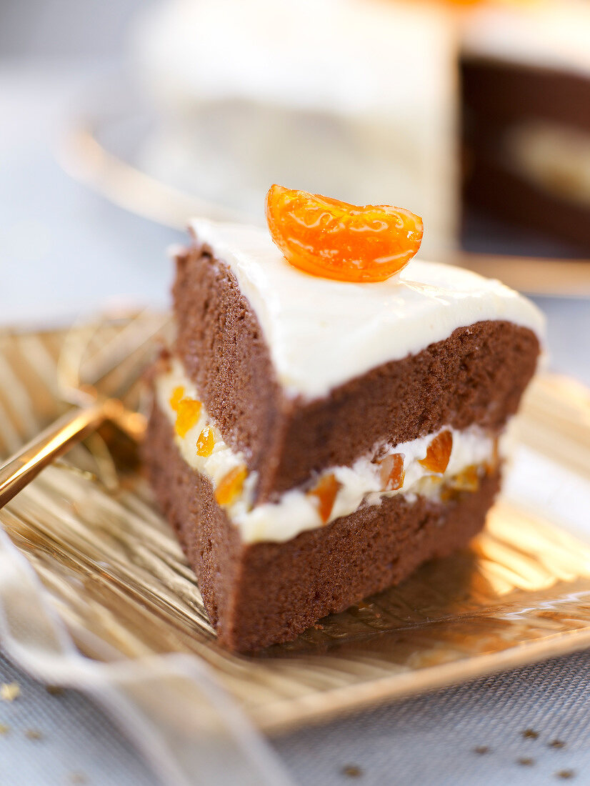 Chocolate cake with apricot cream