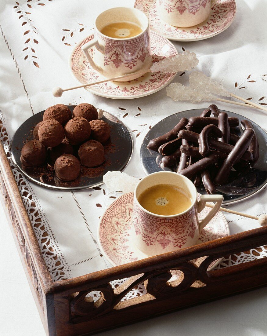 Chocolate truffles and chocolate-orange sticks