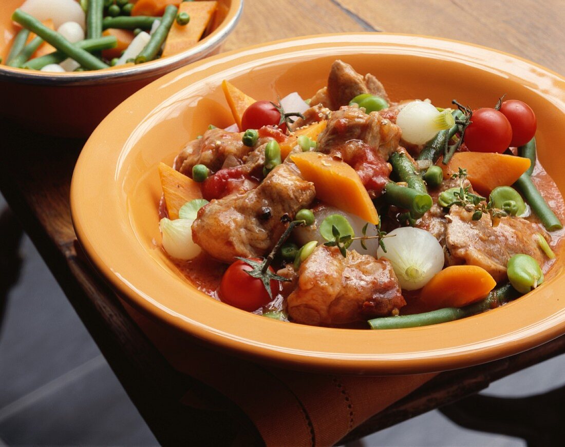 Lamb ragout with young spring vegetables