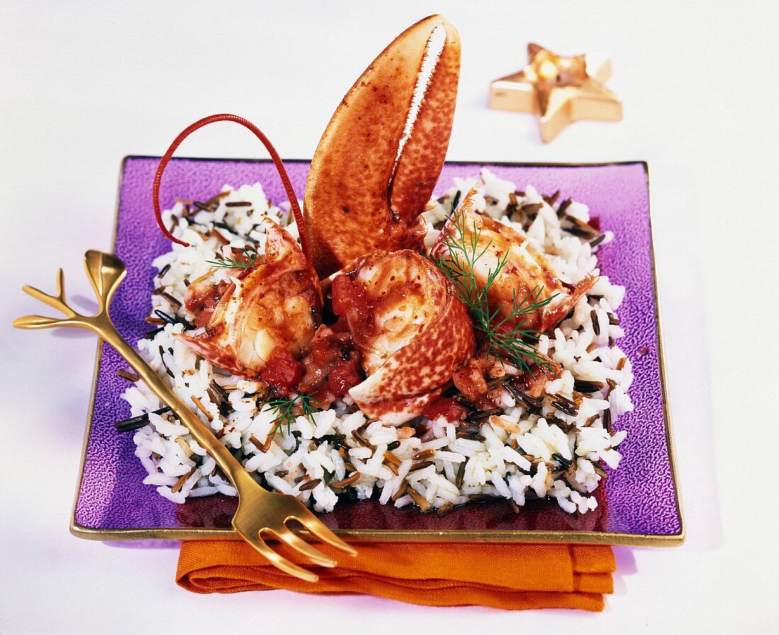 Lobster with wild rice