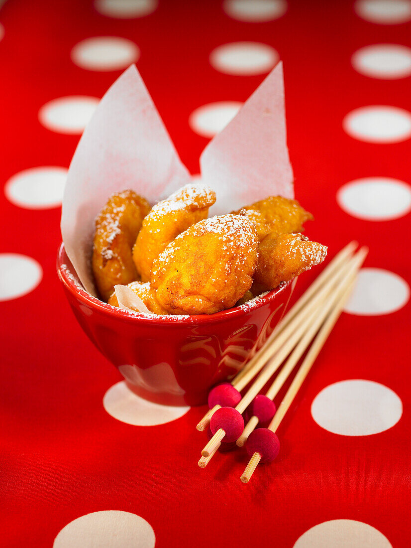 Sweet potato fritters and pine nuts