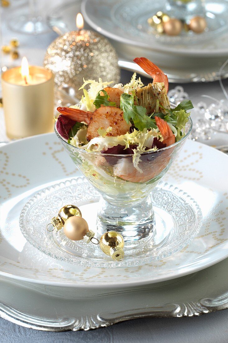 Seafood salad for Christmas