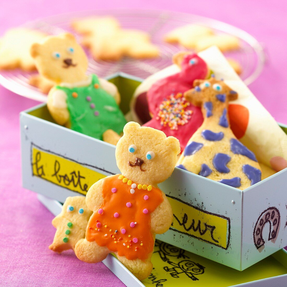 Animal-shaped shortbread biscuits
