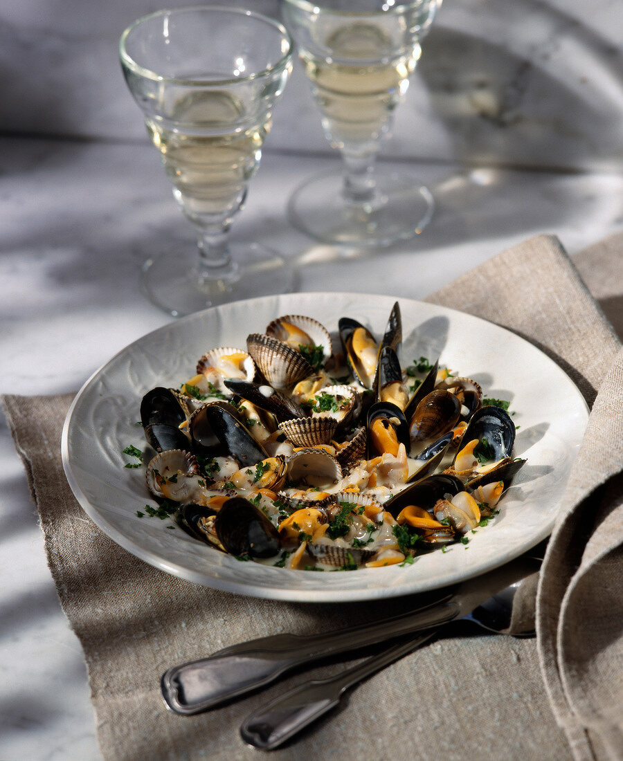 Mussel and cockle salad