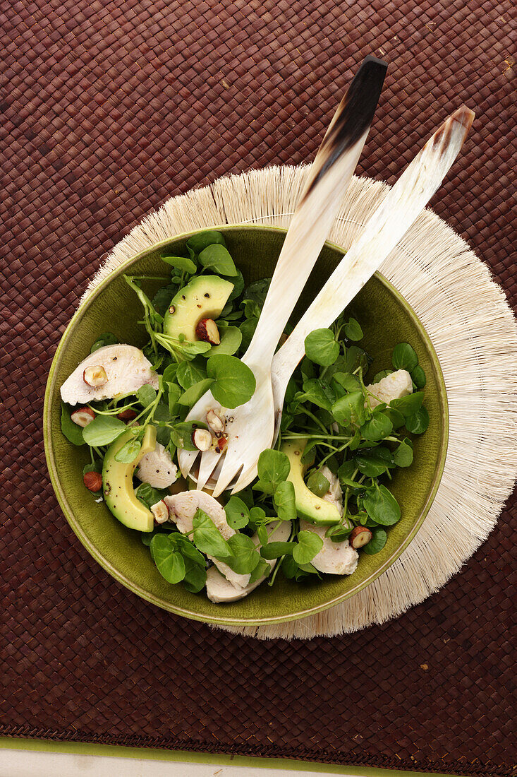 Portulak-Salat mit Mozzarella und Avocado
