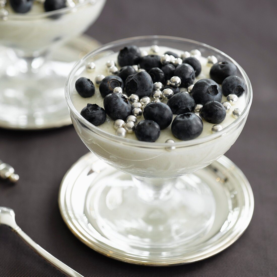 Champagne mousse with bilberries