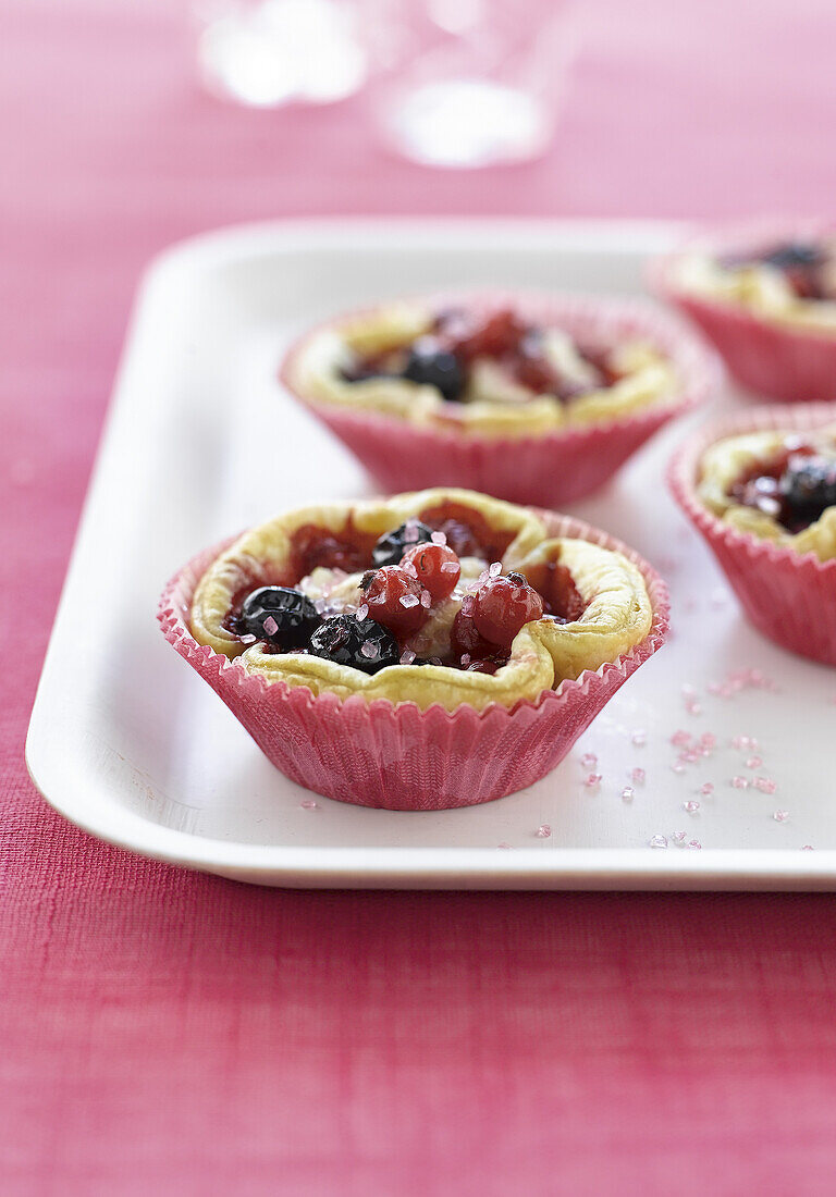 Hot ricotta and three berry pies