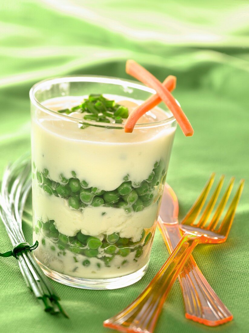 Fromage frais and pea verrine