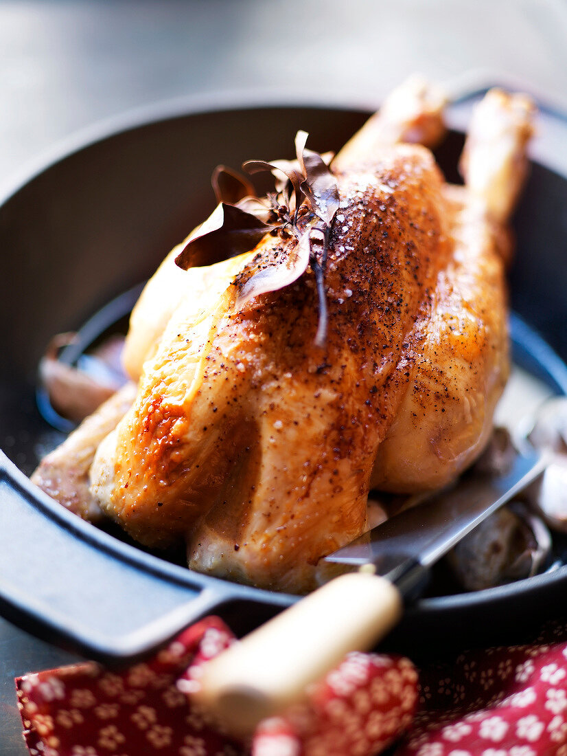 Roast chicken with spices and garlic