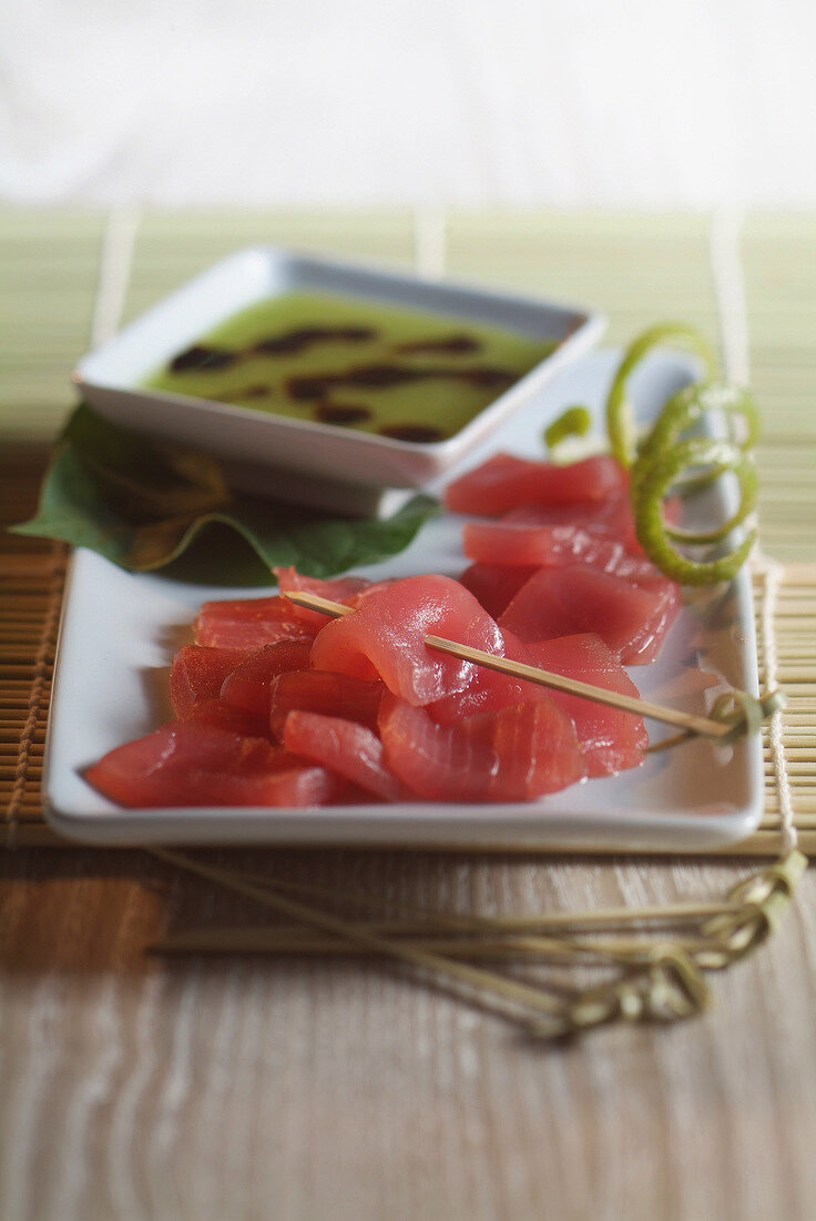 Red tuna Sashimis with Wasabi sauce