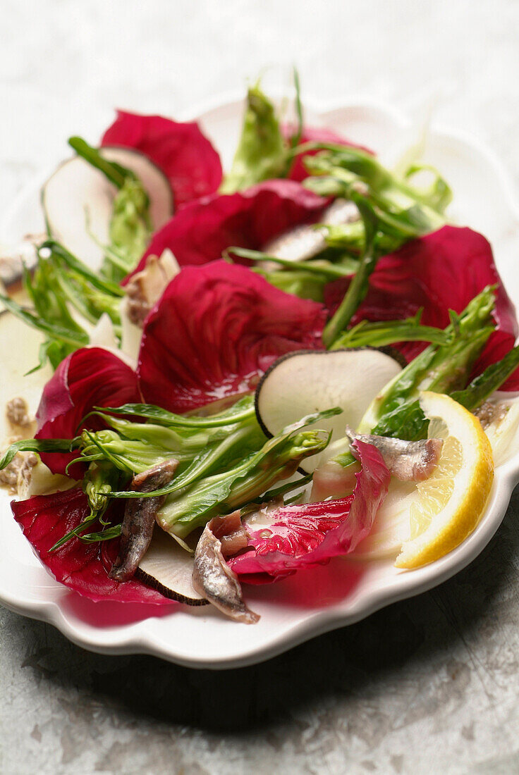 Puntarella and anchovy salad