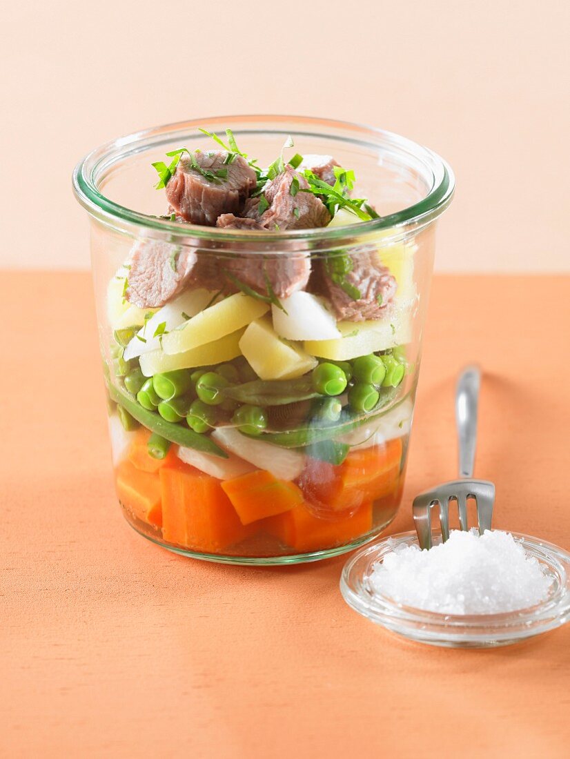 Veal and young vegetable Verrine