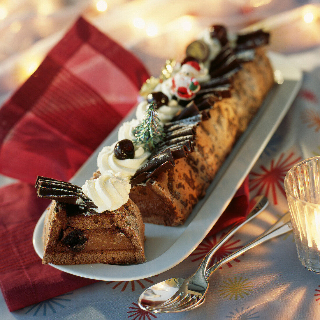 Black Forest-style Christmas log cake