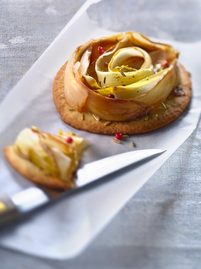 Chicory and fennel seed savoury tartlet