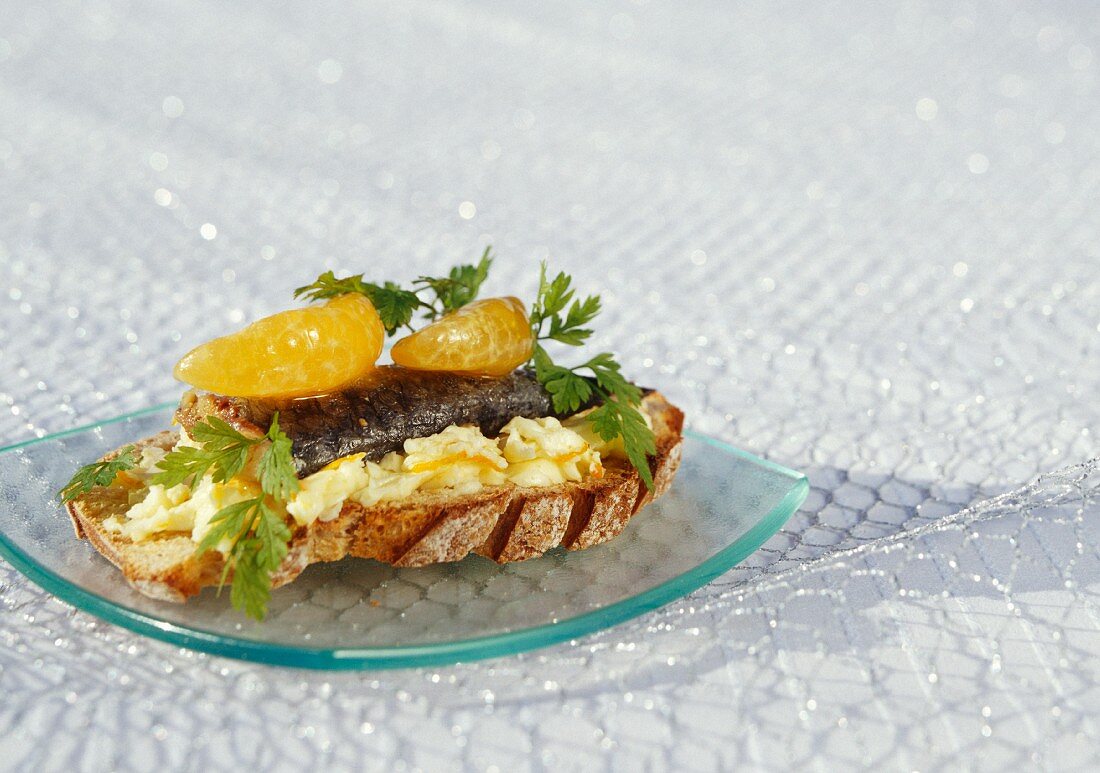 Sardine with Mandarin butter on toast