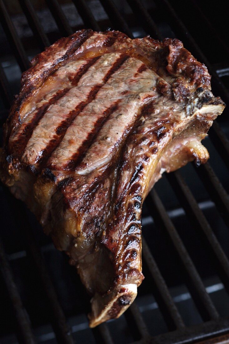 T-bone steak on the grill