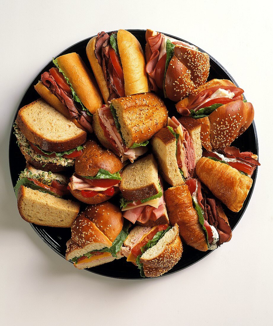 Platter of Mixed Party Sandwiches