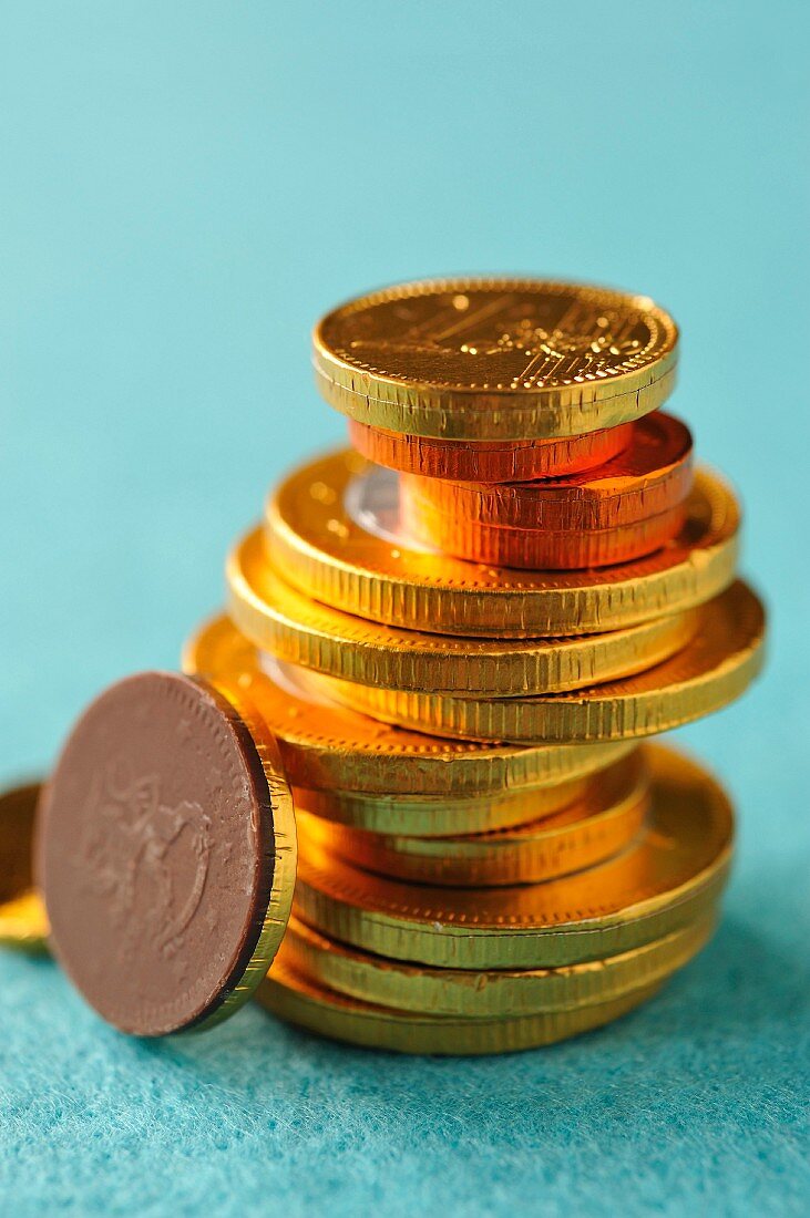 Pile of chocolate coins