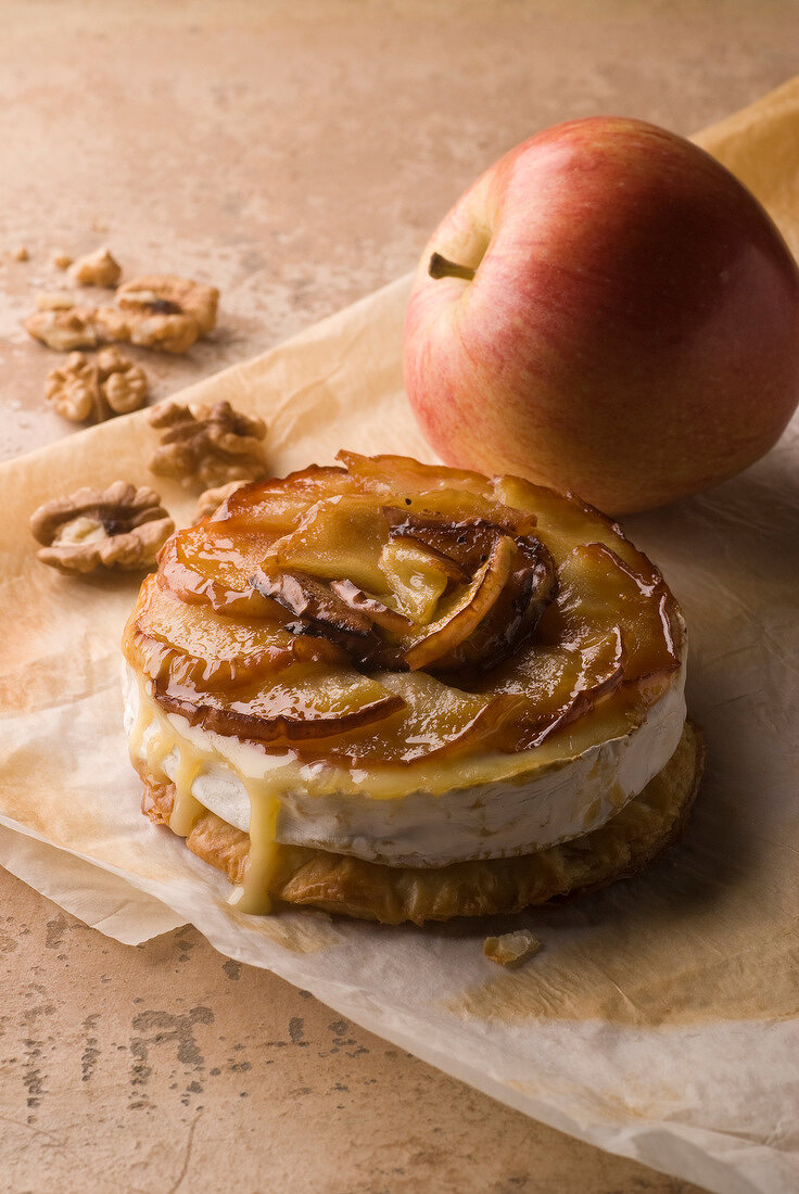 Camembert and apple Tatin