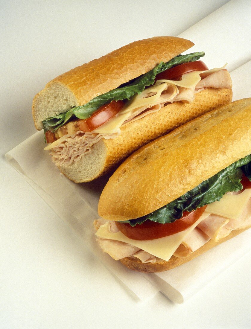 Ham and Swiss Sandwich on a Baguette