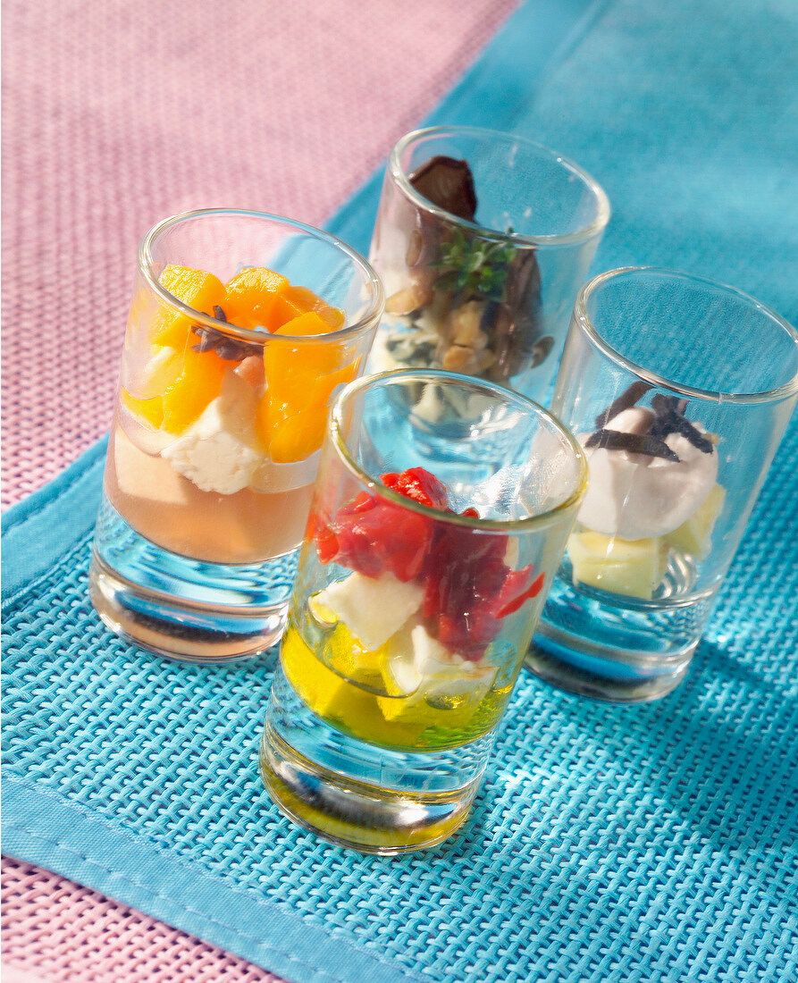 Four different flavored feta verrines