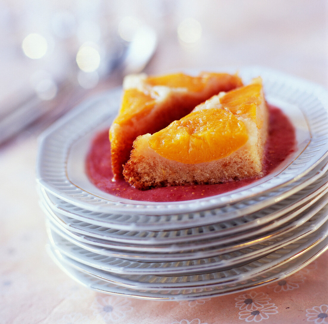 Yellow peach and Rivesaltes pudding