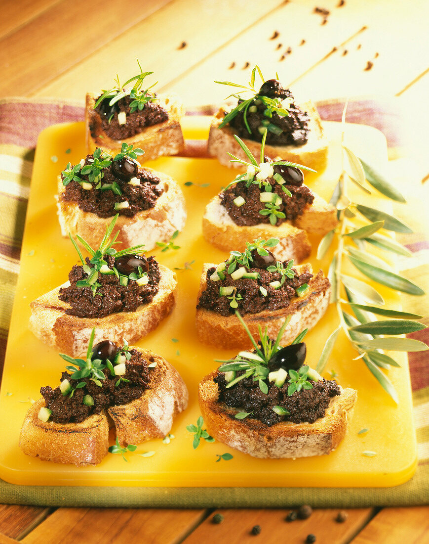 Tapenade on small toasts