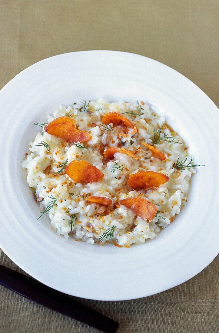 Champagne-flavored risotto with Poutargue