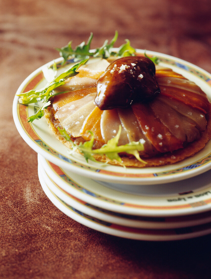 Crisp thin pastry winter vegetable tart