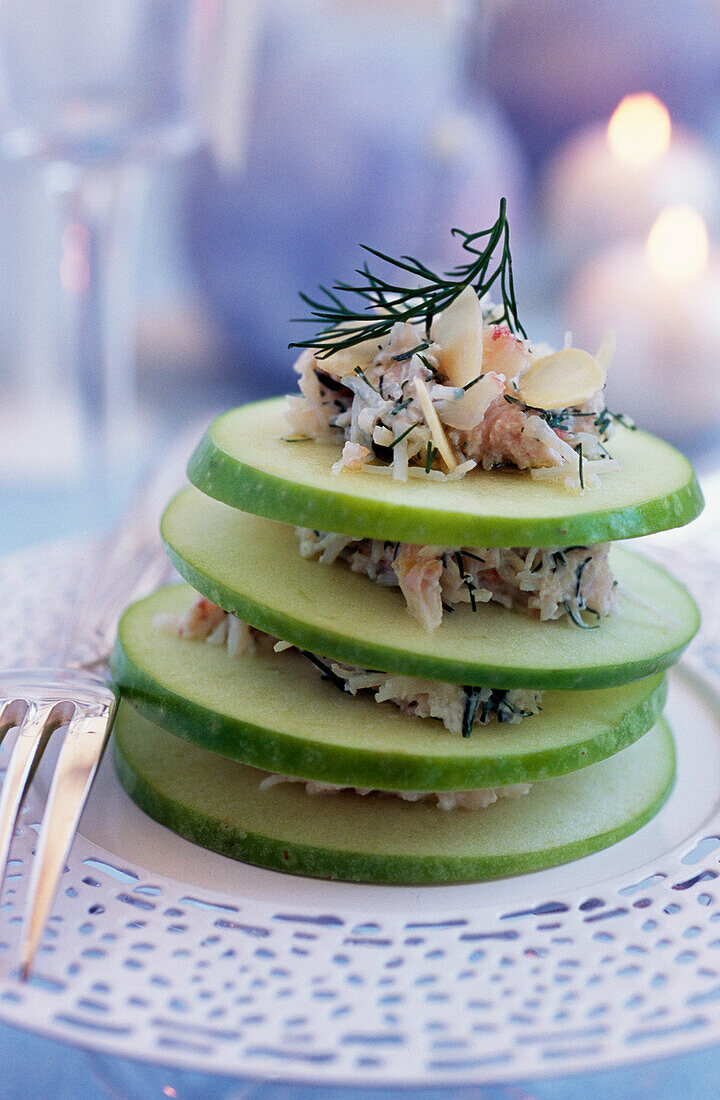Green apple and crab Mille-feuille