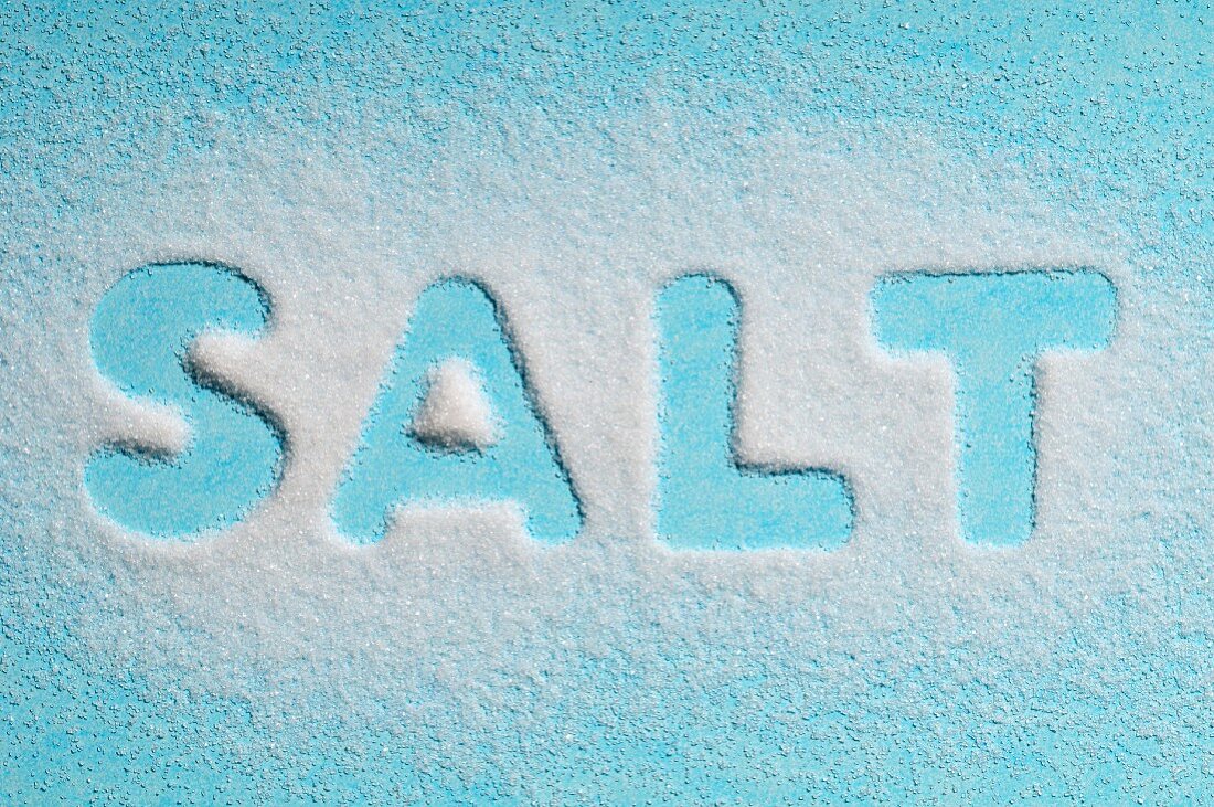 The world "salt" written with salt