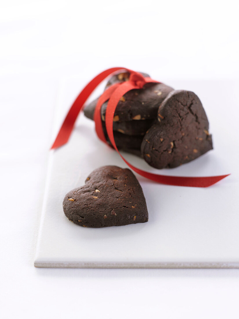 Heart-shaped chocolate cookies