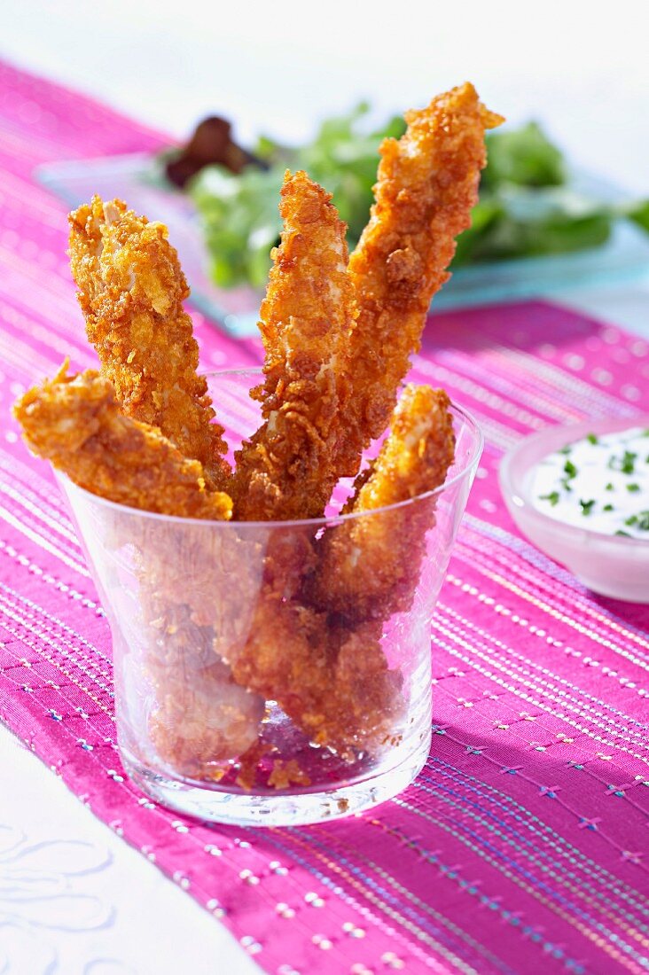Chiken fingers coated with crispy cornflakes