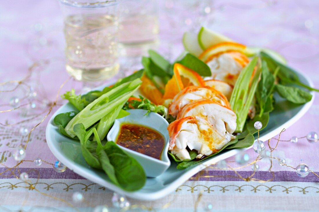 Spiny lobster salad with soya dressing