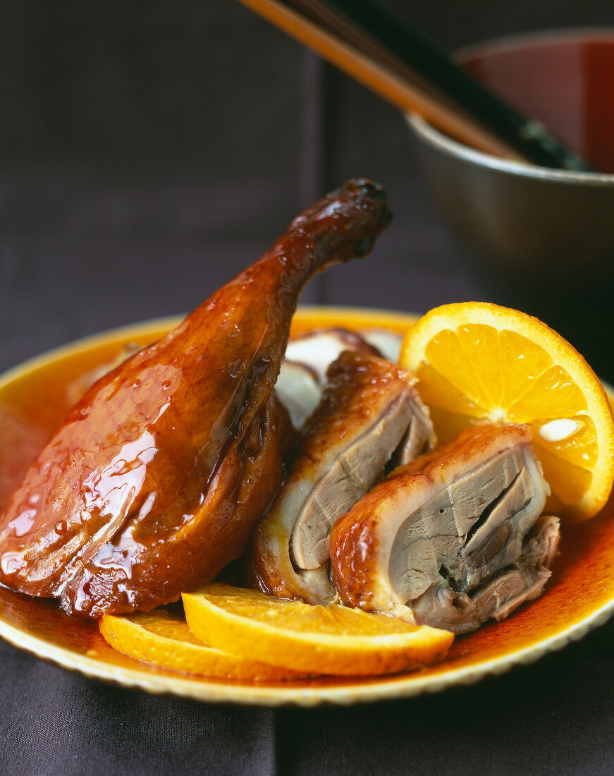 Peking duck with orange