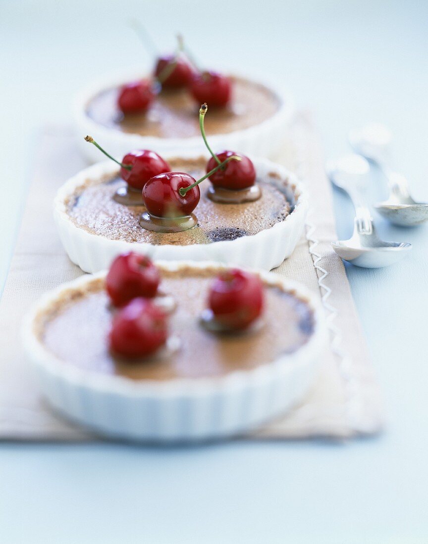 Chocolate and cherry tartlets