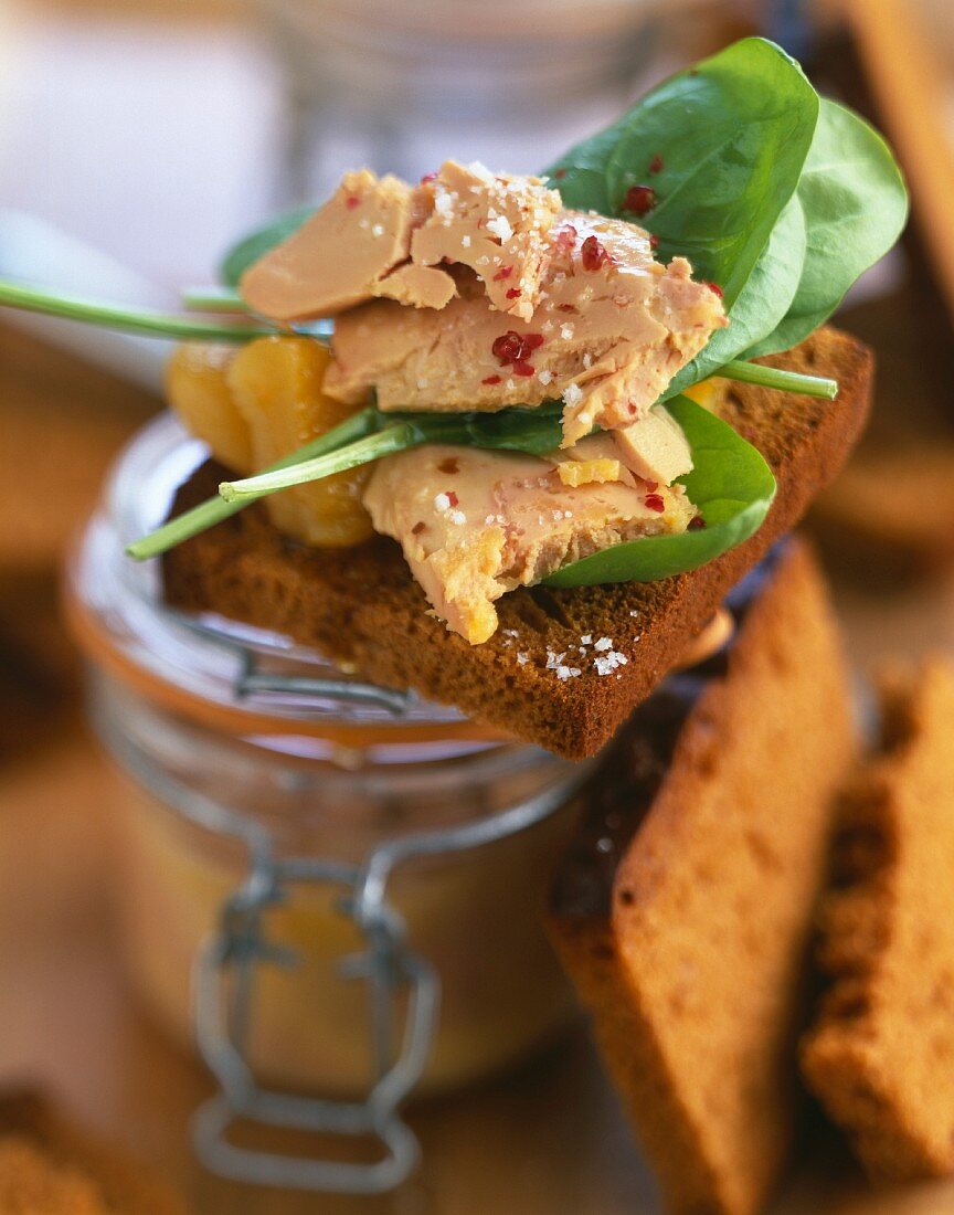 Foie gras on a slice of gingerbread