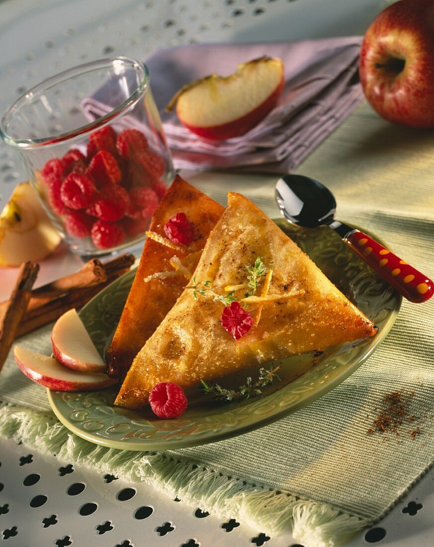 Summer fruit filo pastry pies